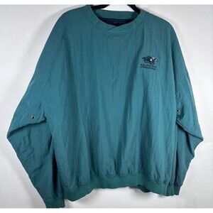 VTG Arlington International Horse Racing Windbreaker Pullover XL Teal Nylon Gear